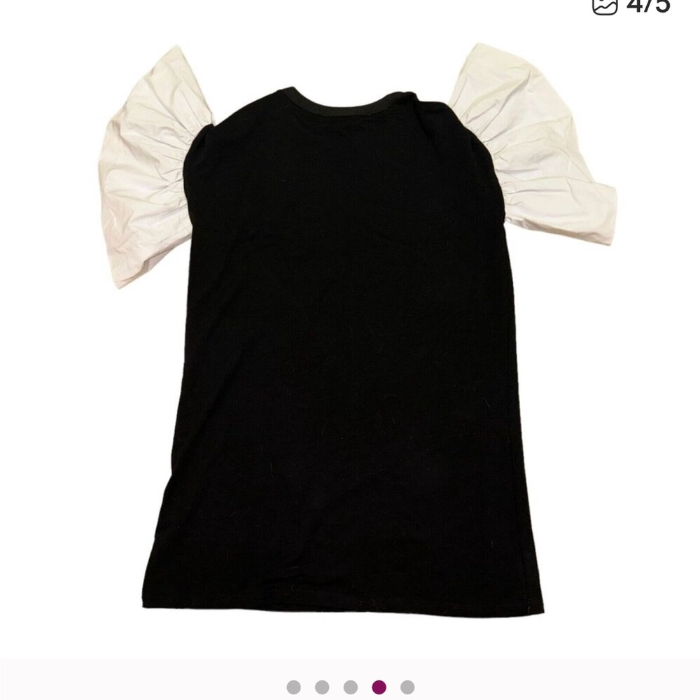 Gracia Dress Women's Size S Black White Knit 1/2 Sleeve Puff Sleeve Shift NWT